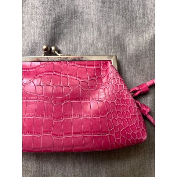 Vintage Clutch Wallet Women's Crocodile Texture Pink Accordion Style Flat Wallet - Picture 3 of 6